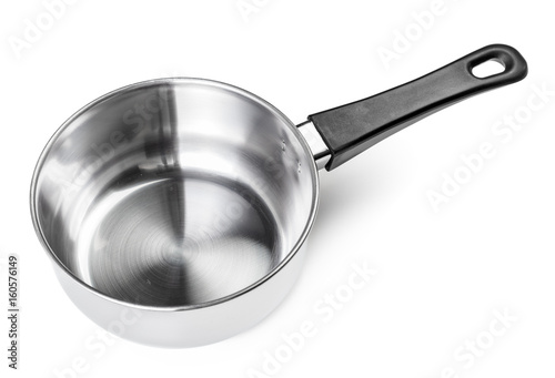 Steel saucepan isolated on white background