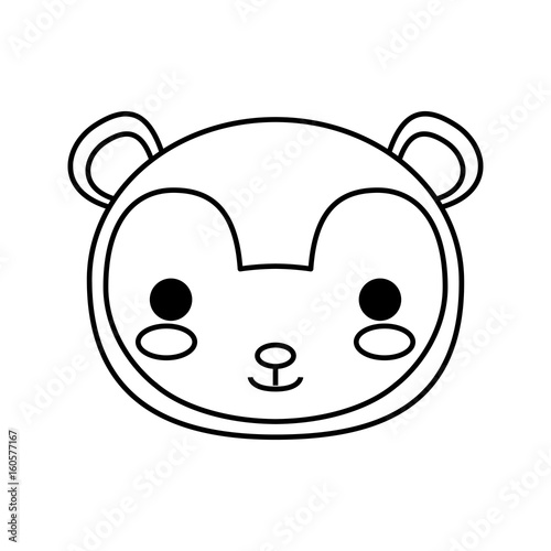 kawaii monkey icon over white background vector illustration