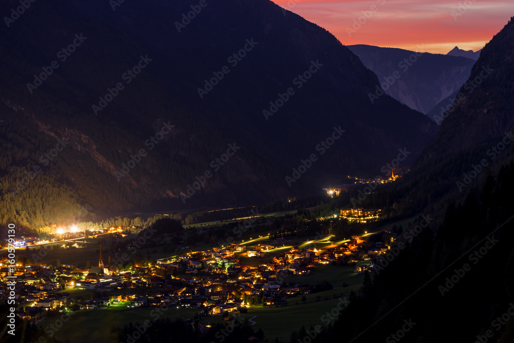 Fototapeta premium Ötztal Valley mountain river. Stuibenfall Waterfall. Österreich, Niederthai, Oetz, Austria, Europe