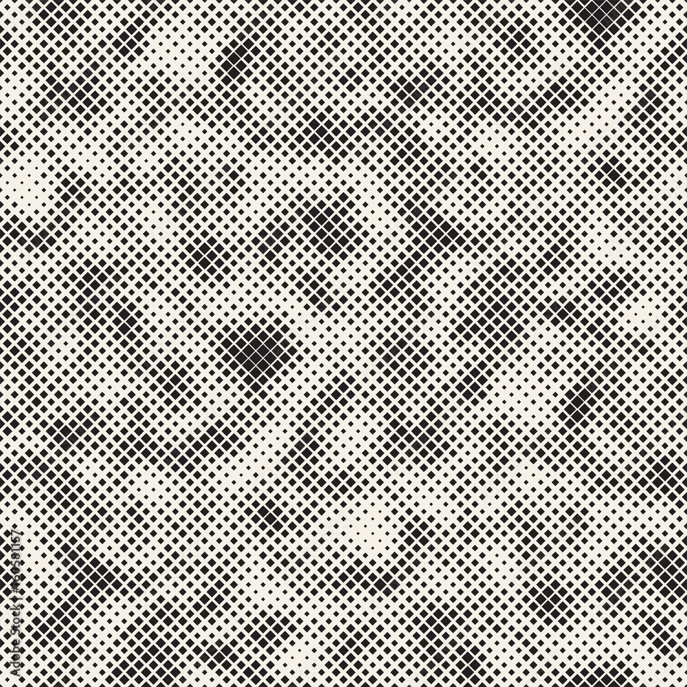 Modern Stylish Halftone Texture. Endless Abstract Background With Random Size Squares. Vector Seamless Chaotic Mosaic Pattern. Modern Stylish Halftone Texture. Endless Abstract Background With Random Size Squares. Vector Seamless Chaotic Mosaic Pattern.