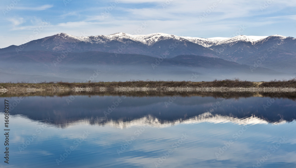 Amazing Panorama to  lake, Pirin Mountain backgroundт in Bansko, Bulgaria 