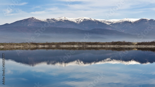 Amazing Panorama to lake, Pirin Mountain backgroundт in Bansko, Bulgaria 