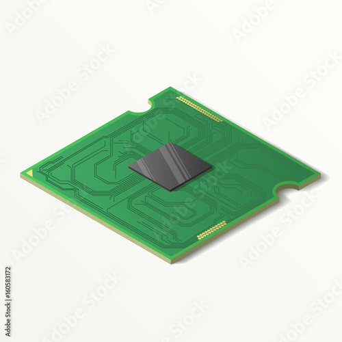 Central processing unit Isolatet on white background. Flat style isometric.