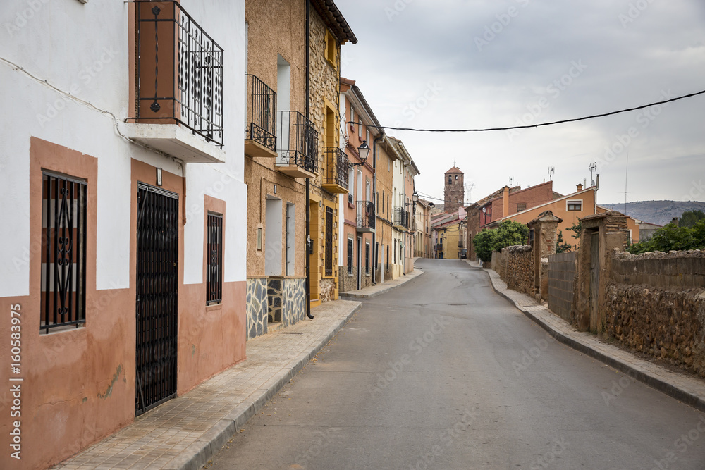 a street in Lechago village, province of Teruel, Aragón, Spain