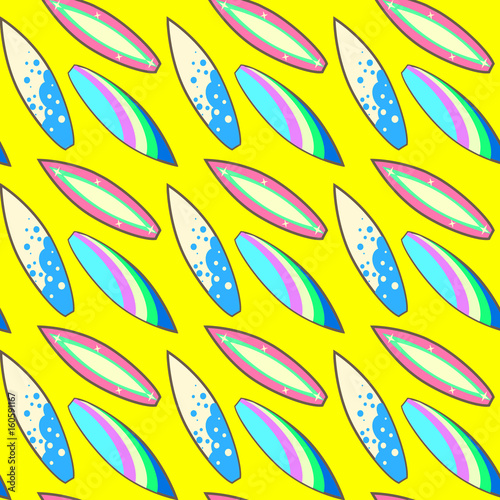 bright pattern, surf boards, vector illustration