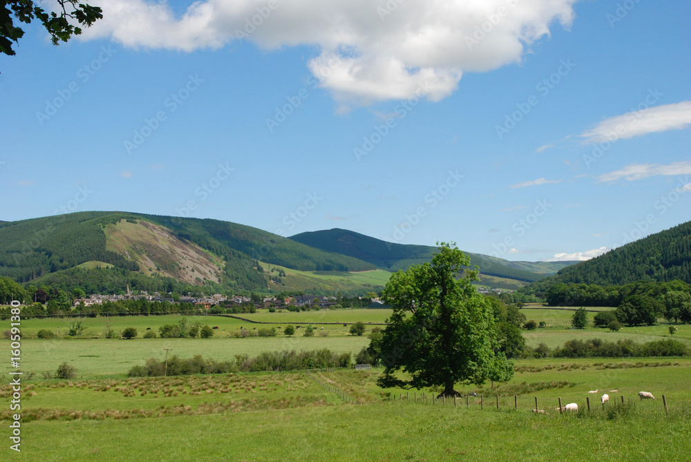 Tweed valley at Traquair near Innerleithen in Scotland