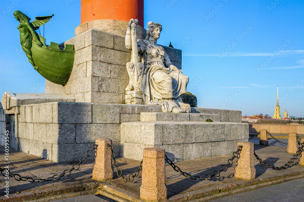 Obraz premium Rostral column on Vasilyevsky island, St Petersburg, Russia