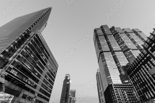 Canvas Print Photo black and white of commercial office buildings exterior