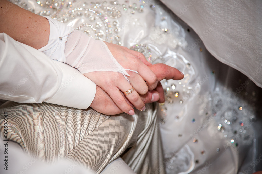 wedding couple holding hands, happy groom and bride, soft touch wedding couple holding hands, happy groom and bride, soft touch