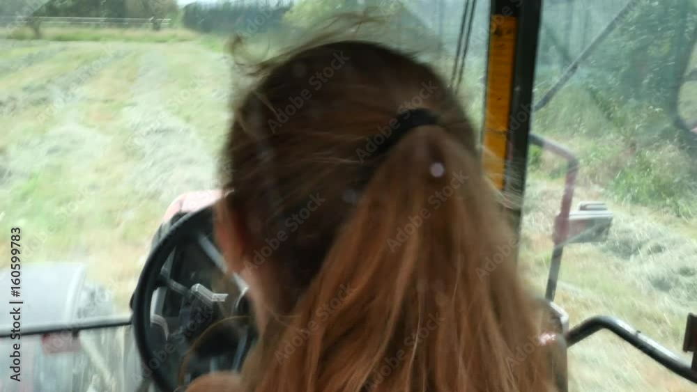 jeune femme retournat le foin jeune femme retournat le foin