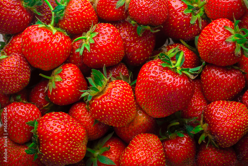 Background from fresh red strawberries
