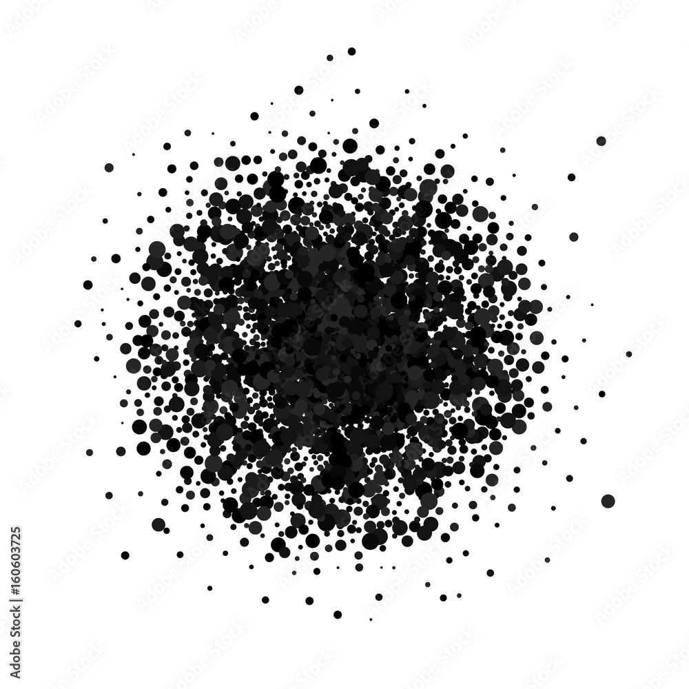 Vector Illustration of Abstract Blot of Dots and Explosion of Circles.