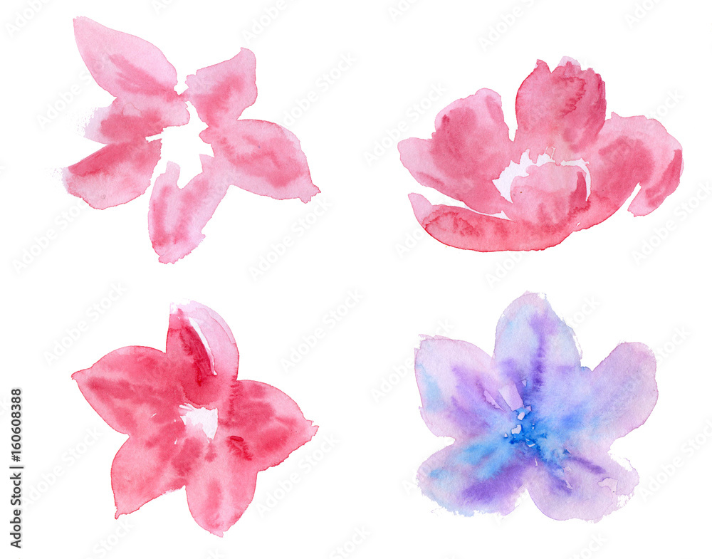 Set of decorative flowers, leaves Set of decorative flowers, leaves