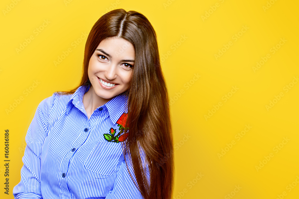 girl on yellow background girl on yellow background