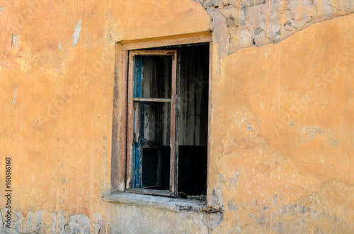 Old wooden window without glass. photo