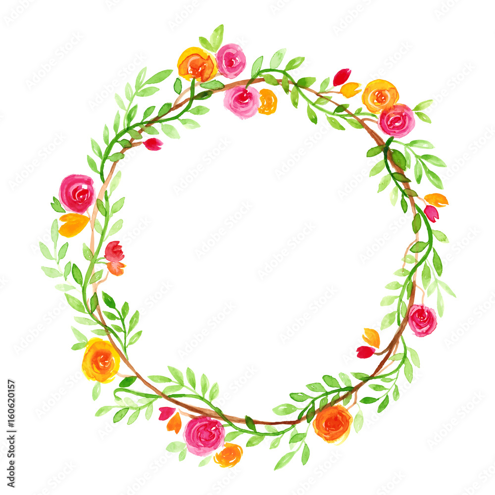 Watercolour floral frame