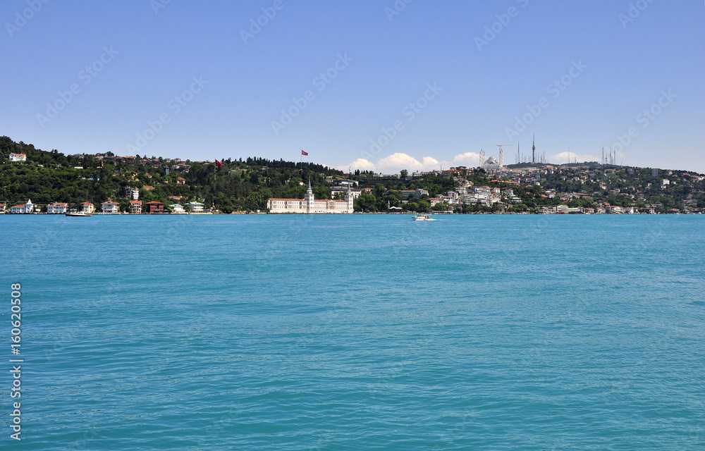Turquoise colored Bosphorus.  Turquoise color in Bosphorus is unusual. Plankton explosion’ turns Istanbul’s Bosphorus turquoise.