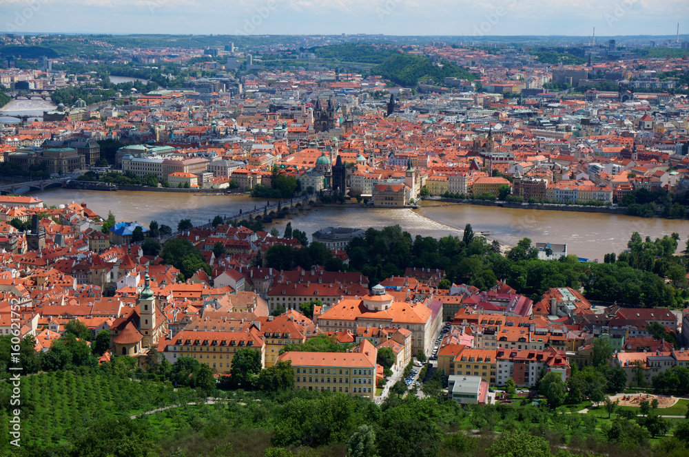 Downtown of Prague, aerial view