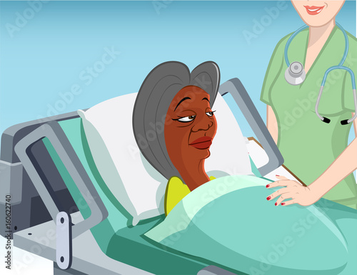 cartoon vector illustration of a nursing home patient