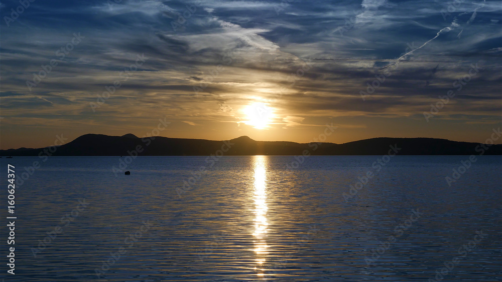 Obraz premium One of Europe's largest lakes - Balaton. Popular tourist tours from many continental countries. Shallow fast warming lake.