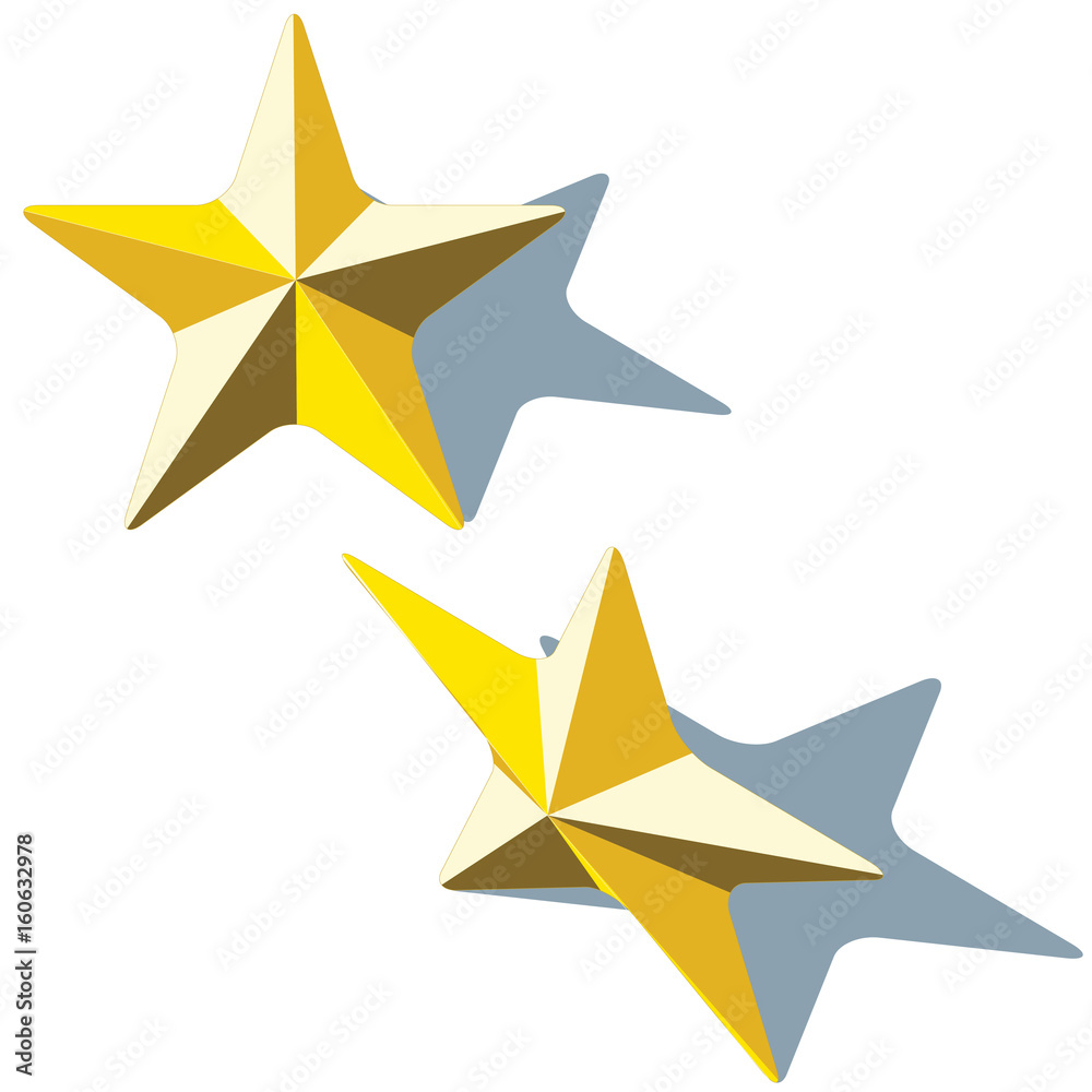 Fototapeta premium Two iconic stars with drop shadows.