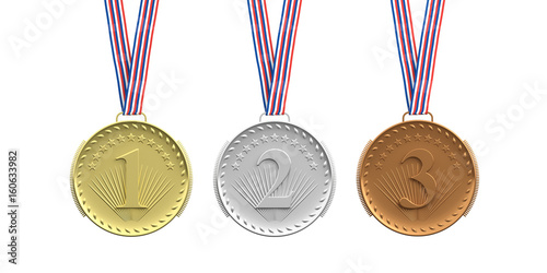 Fotografie Set of medals on white background. 3d illustration