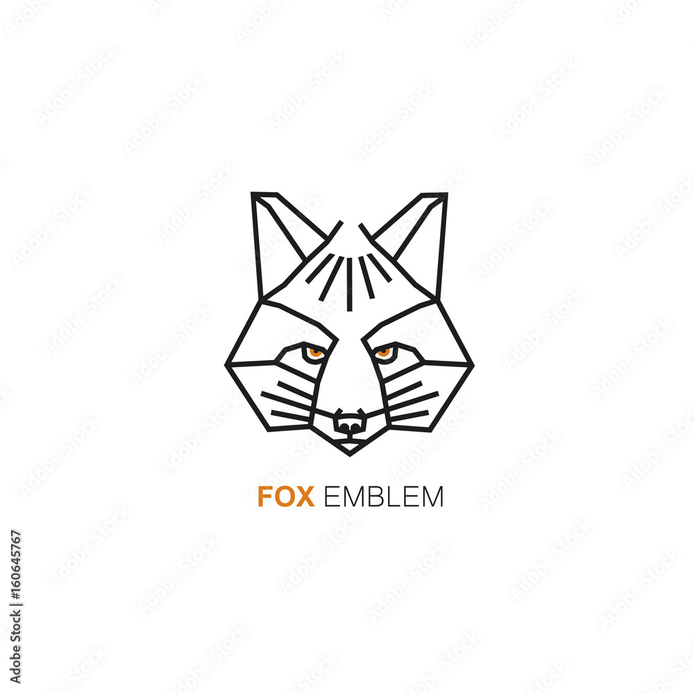 Fototapeta premium Fox head - logo design template in linear style - wild animal icon.