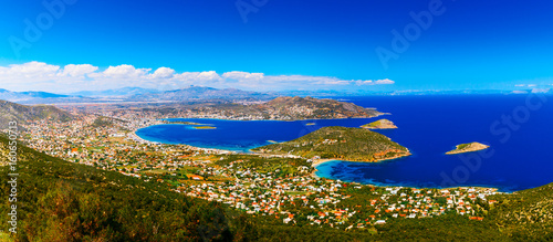 Porto Rafti coastline panorama, view from above, Greece.