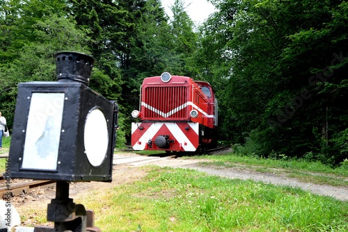 Obraz na płótnie Narrow gauge railway Bieszczady forest track and attractions w salonie