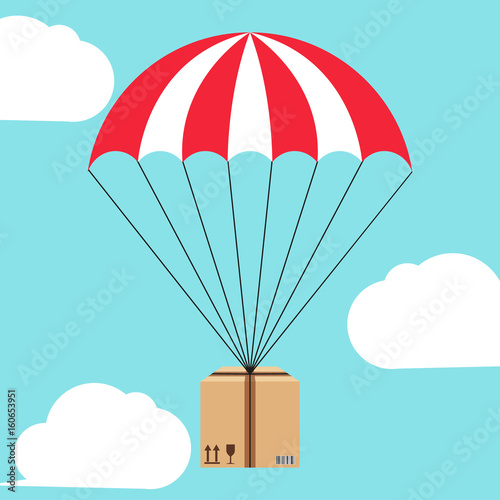 Parachute delivery. Vector illustration.