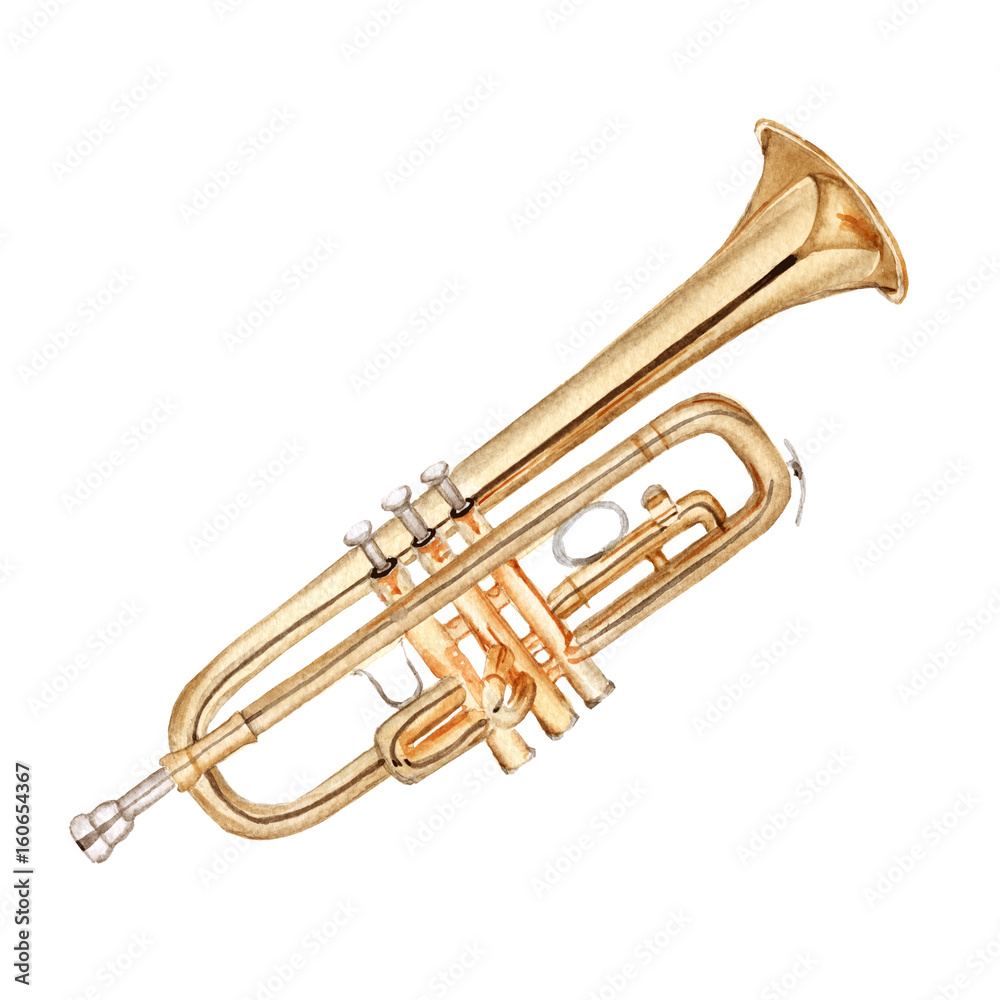 Musical instruments. Trumpet. Isolated on white background. Musical instruments. Trumpet. Isolated on white background.