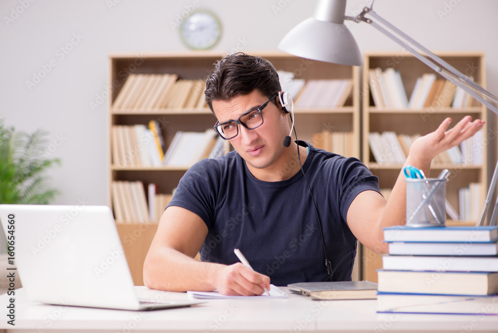 Young freelance worked working on computer Young freelance worked working on computer