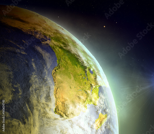 Fototapeta Naklejka Na Ścianę i Meble -  Africa from space in sunrise