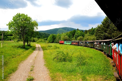 Fototapeta Naklejka Na Ścianę i Meble -  Narrow gauge railway Bieszczady forest track and attractions