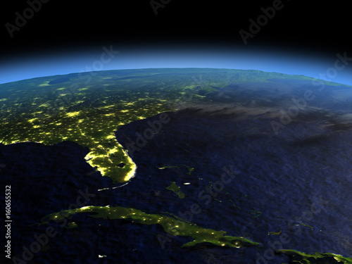 Cuba and Florida at night