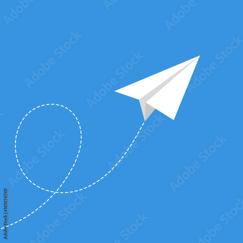 Paper plane flying. Vector. Flat.