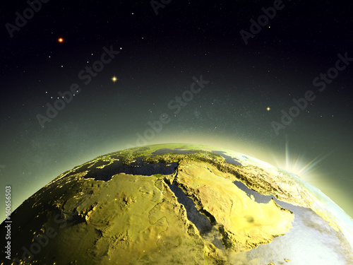 Fototapeta Naklejka Na Ścianę i Meble -  Middle East from space in sunrise