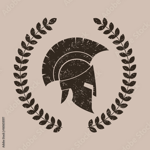 Spartan helmet. Dirty texture. Vector.