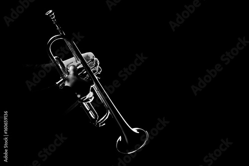Canvas Print Trumpet player. Trumpeter playing jazz