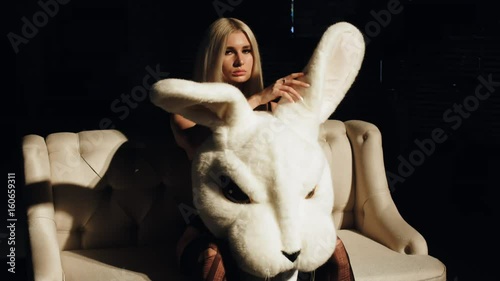 Sexy girl with a hare. Sexy girl with a rabbit.
