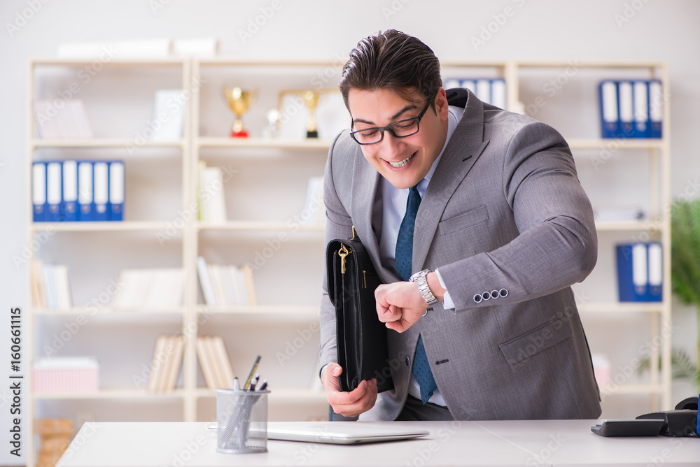 Businessman rushing in the office Businessman rushing in the office