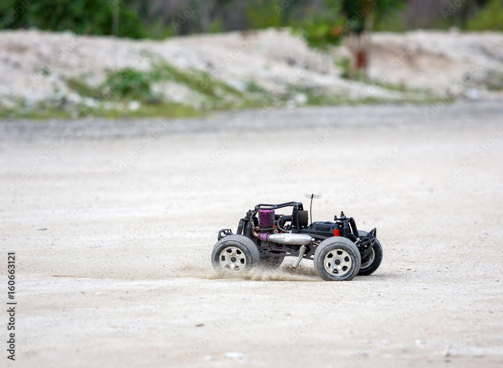 Radio controlled car model in race Radio controlled car model in race