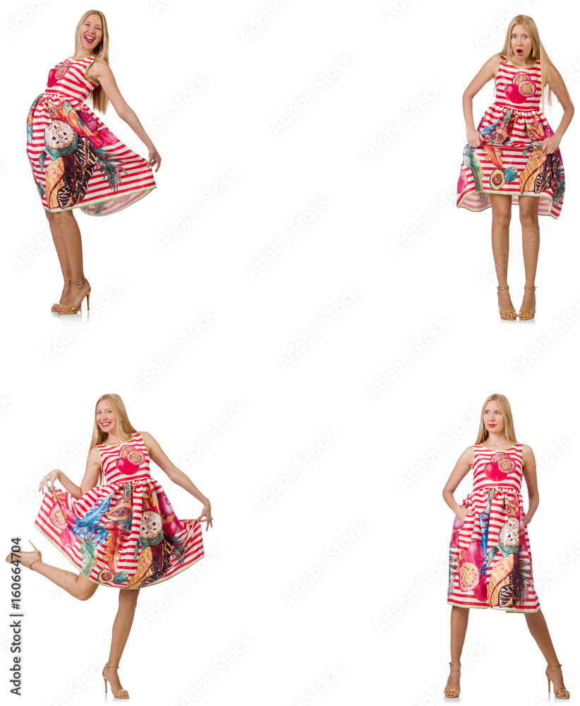 Collage of woman in fashion look isolated on white Collage of woman in fashion look isolated on white