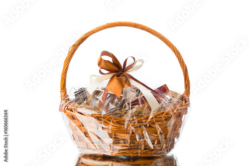 gift basket on white background photo