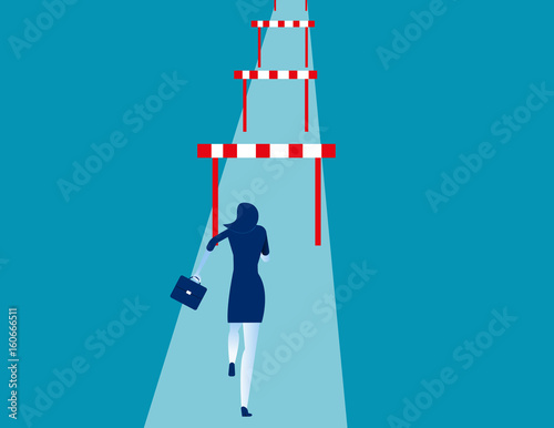 Businesswoman hurdler. Concept business success vector illustration.