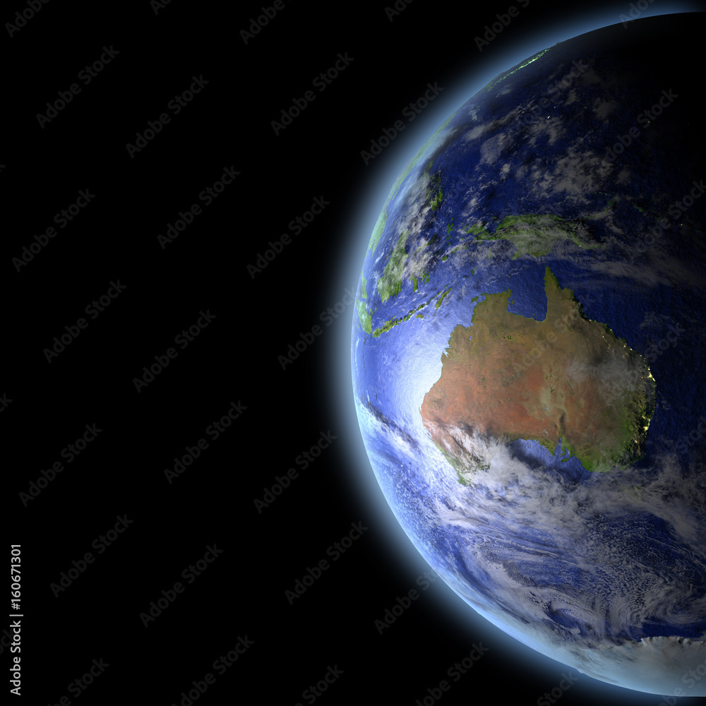 Fototapeta premium Australia from space in the evening light
