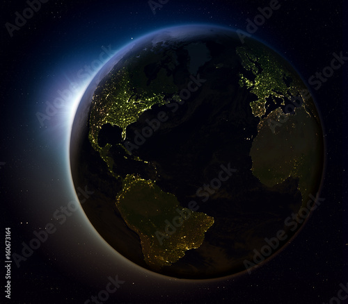 Fototapeta Naklejka Na Ścianę i Meble -  Northern Hemisphere from space at night