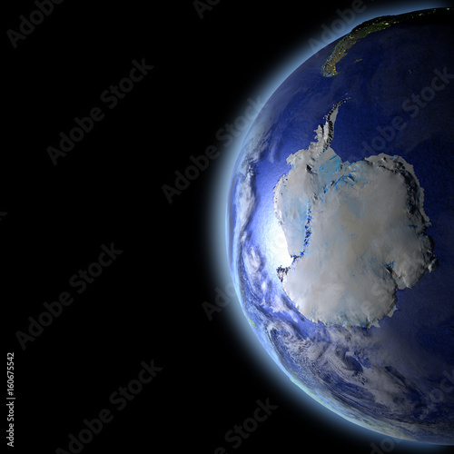 Antarctica from space in the evening light