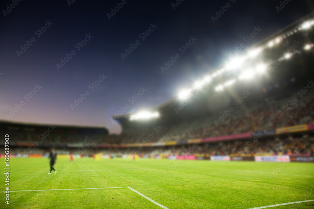 Fototapeta premium evening stadium arena soccer field defocused background