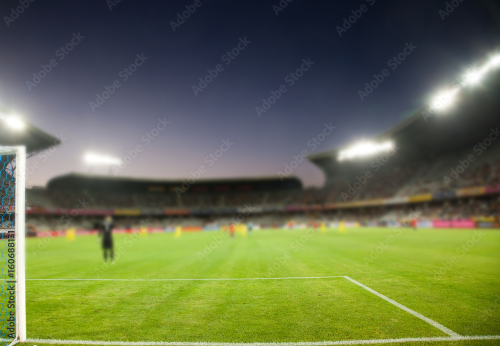 Fototapeta premium wieczorem stadion arena boisko do piłki nożnej niewyraźne tło